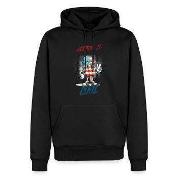 Keepin It Cool Retro Vintage American Flag - Men’s Premium Organic Hoodie - black - Front - Nico (187cm)