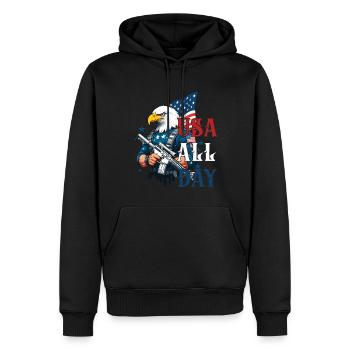 États-Unis toute la journée drôle de liberté Design 4 juillet - Sweat à capuche Premium bio Homme - noir - Devant - Nico (187cm)