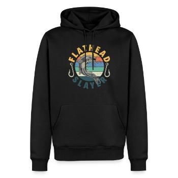 Drôle d’amateur de poisson-chat poisson à tête plate - Sweat à capuche Premium bio Homme - noir - Devant - Nico (187cm)