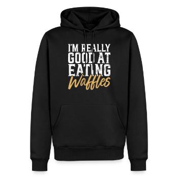 Waffle Lover Gifts - Männer Premium Bio Hoodie - Schwarz - Vorne - Nico (187cm)