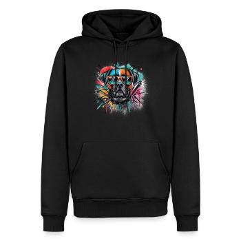 Faites passer le style au niveau supérieur avec notre Cool Dog - Sweat à capuche Premium bio Homme - noir - Devant - Nico (187cm)