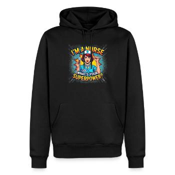 "Je suis infirmière, quel est le vôtre - Sweat à capuche Premium bio Homme - noir - Devant - Nico (187cm)