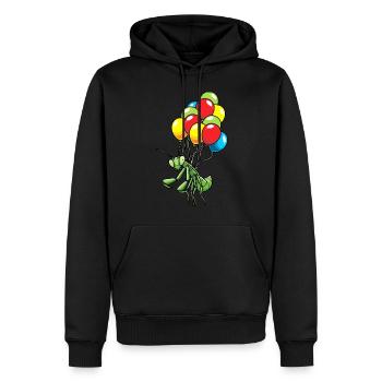 An Luftballons Hängende Gottesanbeterin - Männer Premium Bio Hoodie - Schwarz - Vorne - Nico (187cm)