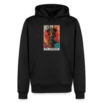 Carte de tarot L’Empereur Le Souverain - Sweat à capuche Premium bio Homme - noir - Devant - Nico (187cm)