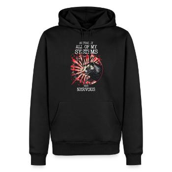 Actually All Of My Systems Are Nervous Opossum - Männer Premium Bio Hoodie - Schwarz - Vorne - Nico (187cm)
