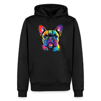 Französische Bulldogge Bunte Farben Pop Art Dogge - Männer Premium Bio Hoodie - Schwarz - Vorne - Nico (187cm)