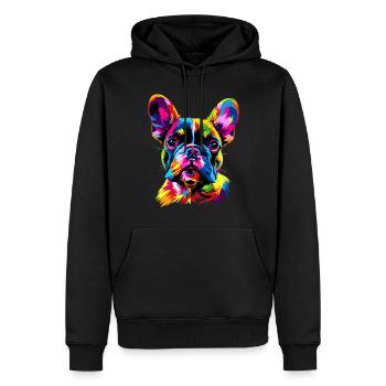 Französische Bulldogge Bunte Farben Pop Art Dogge - Männer Premium Bio Hoodie - Schwarz - Vorne - Nico (187cm)