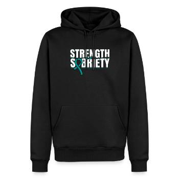 Entgiftung Entzug Suchtkrank Strength In Sobriety - Männer Premium Bio Hoodie - Schwarz - Vorne - Nico (187cm)