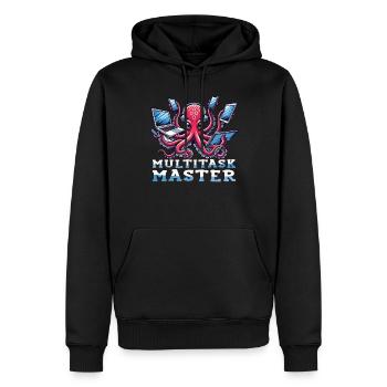 Exceptional skills with our - Men’s Premium Organic Hoodie - black - Front - Nico (187cm)