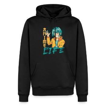 Anime Is Life - Männer Premium Bio Hoodie - Schwarz - Vorne - Nico (187cm)