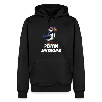 puffin awesome, puffin - Männer Premium Bio Hoodie - Schwarz - Vorne - Nico (187cm)