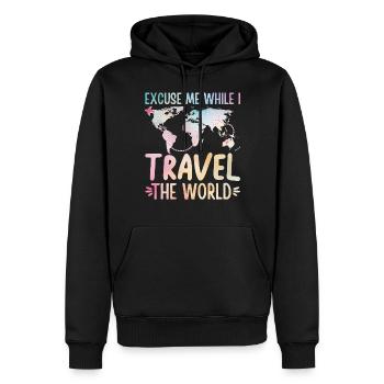 Excusez-moi pendant que je voyage dans le monde - Sweat à capuche Premium bio Homme - noir - Devant - Nico (187cm)
