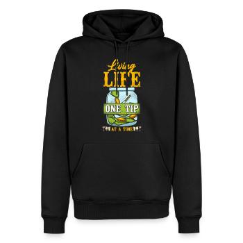 Barman Mixologue Vivre la vie - Sweat à capuche Premium bio Homme - noir - Devant - Nico (187cm)