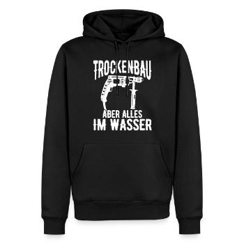 Drywaller, journeyman, craftsman, master drywall builder - Men’s Premium Organic Hoodie - black - Front - Nico (187cm)