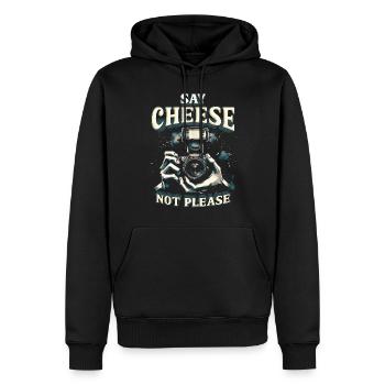 Fotograf Fotografie Say Cheese Not Please - Männer Premium Bio Hoodie - Schwarz - Vorne - Nico (187cm)