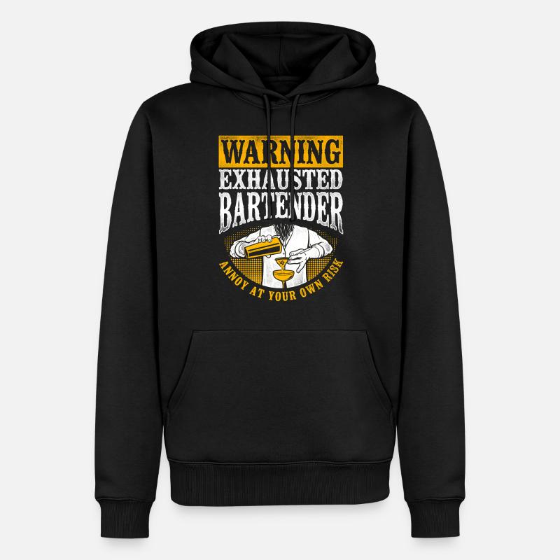 Bartender Mixologist Warning - Männer Premium Bio Hoodie - Schwarz