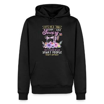 Ce n’est pas grave si vous n’aimez pas la couture... Drôle de couture - Sweat à capuche Premium bio Homme - noir - Devant - Nico (187cm)