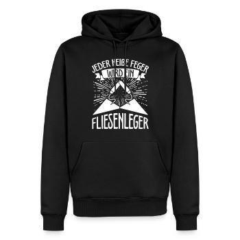 Journeyman carreleur truelle Couche de dalle - Sweat à capuche Premium bio Homme - noir - Devant - Nico (187cm)