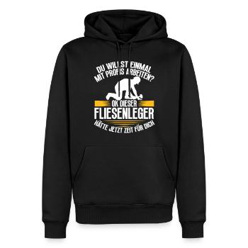 Métier de carreleur artisan compagnon - Sweat à capuche Premium bio Homme - noir - Devant - Nico (187cm)
