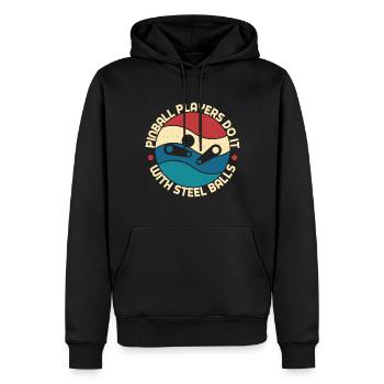 Les joueurs de flipper le font avec des boules d’acier au motif rétro - Sweat à capuche Premium bio Homme - noir - Devant - Nico (187cm)