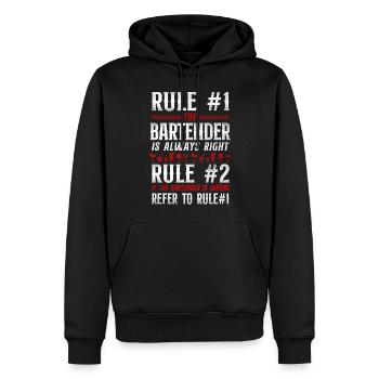 Barman Mixologue Règlement du bar - Sweat à capuche Premium bio Homme - noir - Devant - Nico (187cm)
