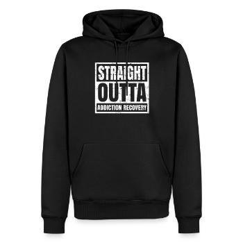 Suchtkrank Straight Outta Addiction Recovery - Männer Premium Bio Hoodie - Schwarz - Vorne - Nico (187cm)