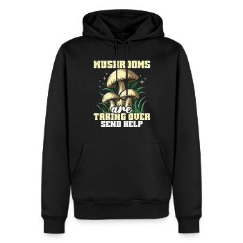 Lieux de chasse aux champignons qui conquièrent les champignons - Sweat à capuche Premium bio Homme - noir - Devant - Nico (187cm)