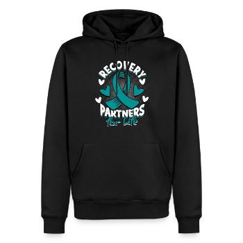 Entzug Suchtkrank Recovery Partners For Life - Männer Premium Bio Hoodie - Schwarz - Vorne - Nico (187cm)