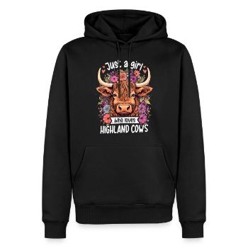 Juste une fille qui aime les vaches Highland - Sweat à capuche Premium bio Homme - noir - Devant - Nico (187cm)