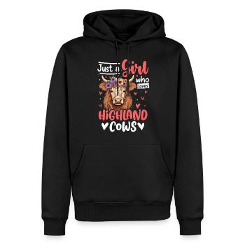 Juste une fille qui aime les vaches Highland - Sweat à capuche Premium bio Homme - noir - Devant - Nico (187cm)