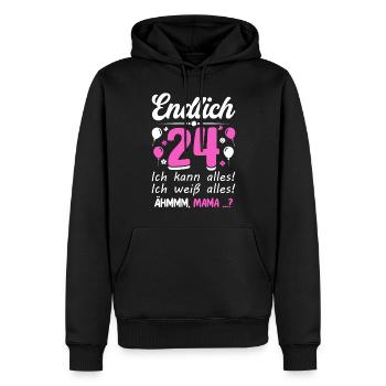 Endlich 24 Ich Kann Alles Ich Weiß Alles - Männer Premium Bio Hoodie - Schwarz - Vorne - Nico (187cm)