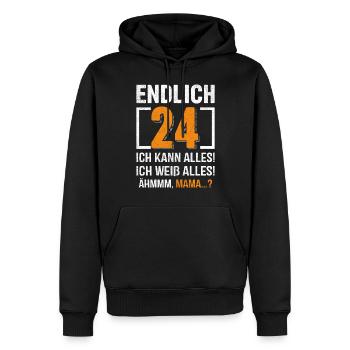 Endlich 24 Ich Kann Alles Ich Weiß Alles - Männer Premium Bio Hoodie - Schwarz - Vorne - Nico (187cm)
