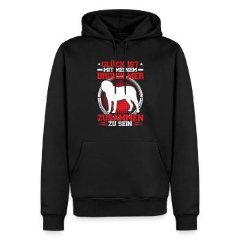 Avec mon Broholmer, son Broholmer - Sweat à capuche Premium bio Homme - noir - Devant - Nico (187cm)