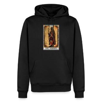 Cartes de tarot Carte de tarot L’Ermite L’Ermite - Sweat à capuche Premium bio Homme - noir - Devant - Nico (187cm)