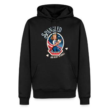 Prêt à se mêler rétro Vintage Design Drapeau américain - Sweat à capuche Premium bio Homme - noir - Devant - Nico (187cm)