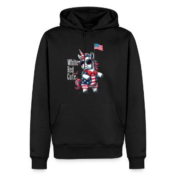 Mignon Licorne des États-Unis 4 de juillet Drapeau américain - Sweat à capuche Premium bio Homme - noir - Devant - Nico (187cm)