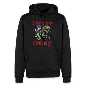Suns Out Guns Out Drôle États-Unis Dinosaure Rétro - Sweat à capuche Premium bio Homme - noir - Devant - Nico (187cm)