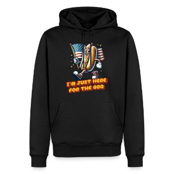 Ici pour le barbecue du 4 juillet Memorial Day Independence - Sweat à capuche Premium bio Homme - noir - Devant - Nico (187cm)