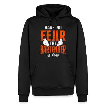 Barman Mixologue N’ayez crainte - Sweat à capuche Premium bio Homme - noir - Devant - Nico (187cm)