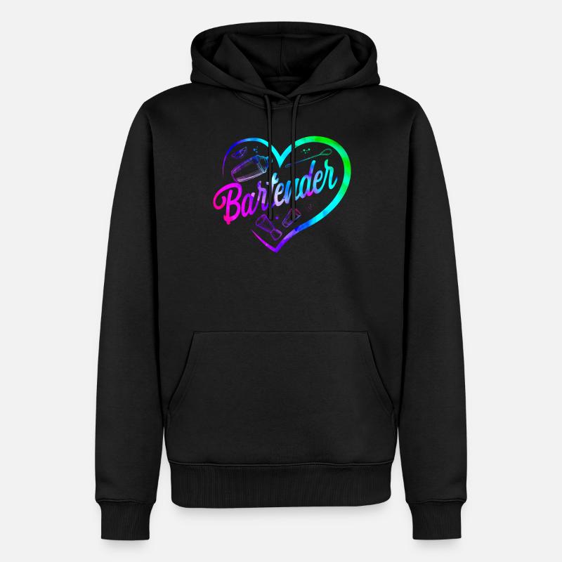 Bartender Mixologist Heart - Männer Premium Bio Hoodie - Schwarz