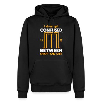 Funny Elevator Mechanic Confused Shaft & Shit Gift - Männer Premium Bio Hoodie - Schwarz - Vorne - Nico (187cm)