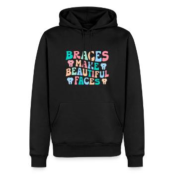 Zahnspange Kieferorthopäde - Männer Premium Bio Hoodie - Schwarz - Vorne - Nico (187cm)