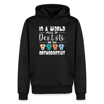 Zahnspange Kieferorthopäde - Männer Premium Bio Hoodie - Schwarz - Vorne - Nico (187cm)