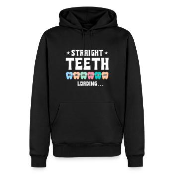 Witziger Zahnspangen Spruch - Männer Premium Bio Hoodie - Schwarz - Vorne - Nico (187cm)