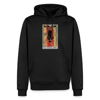 Carte de tarot Carte de tarot Le pendu - Sweat à capuche Premium bio Homme - noir - Devant - Nico (187cm)