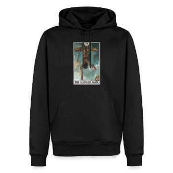 Carte de tarot Carte de tarot Le pendu - Sweat à capuche Premium bio Homme - noir - Devant - Nico (187cm)