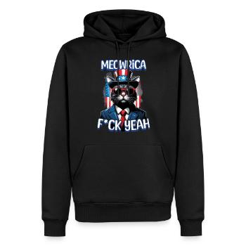 Meowrica Cat 4 De Juillet Chat Heureux Célébrer - Sweat à capuche Premium bio Homme - noir - Devant - Nico (187cm)