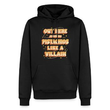 Allergie à la pistache ici Éviter les pistaches - Sweat à capuche Premium bio Homme - noir - Devant - Nico (187cm)