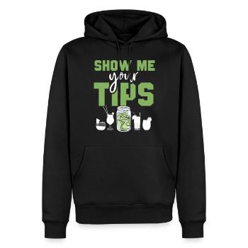 Barman Mixologue Montrez-moi votre - Sweat à capuche Premium bio Homme - noir - Devant - Nico (187cm)