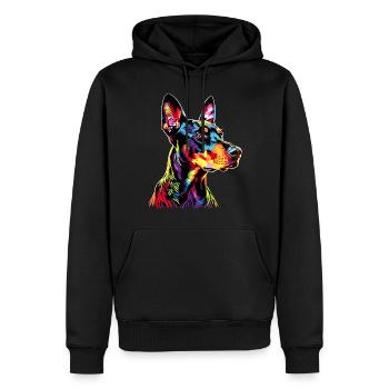 Doberman chien couleurs vives Pop Art Dobermans - Sweat à capuche Premium bio Homme - noir - Devant - Nico (187cm)